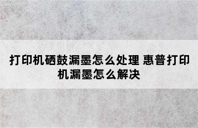 打印机硒鼓漏墨怎么处理 惠普打印机漏墨怎么解决